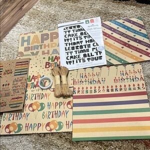 Hallmark & More Gift Wrap Set with Tags and Twine 9 sheets of Wrapping NWT